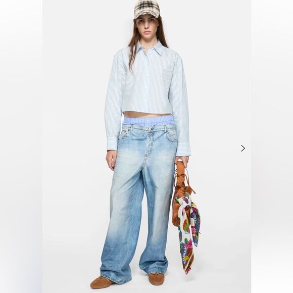NWOT Acne Studios PRINTED TROUSERS in Light blue - Picture 1 of 16